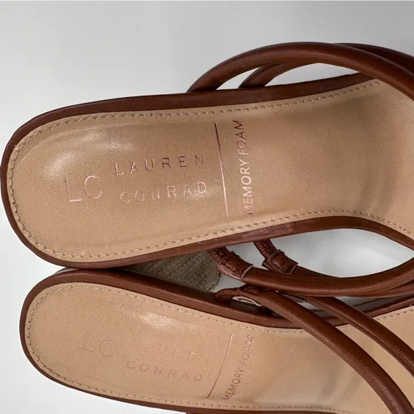 LC Lauren Conrad Sandals Women 11 NEW Brown Strappy Heel Slip On Open Toe - Picture 4 of 9